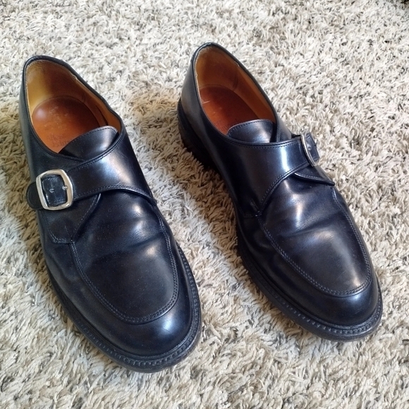 Allen Edmonds Halsted Black Leather Moc Toe Monk Strap Dress Shoe Sz 11C
